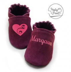 chaussons cuir souple cassis framboise misty fruits