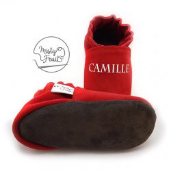chaussons cuir enfant personnalisé rouge
