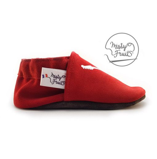 chaussons cuir enfant personnalisé rouge