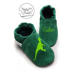 chaussons en cuir personnalisé vert